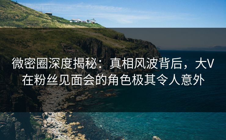微密圈深度揭秘：真相风波背后，大V在粉丝见面会的角色极其令人意外