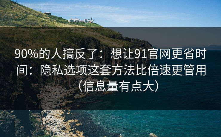90%的人搞反了：想让91官网更省时间：隐私选项这套方法比倍速更管用（信息量有点大）